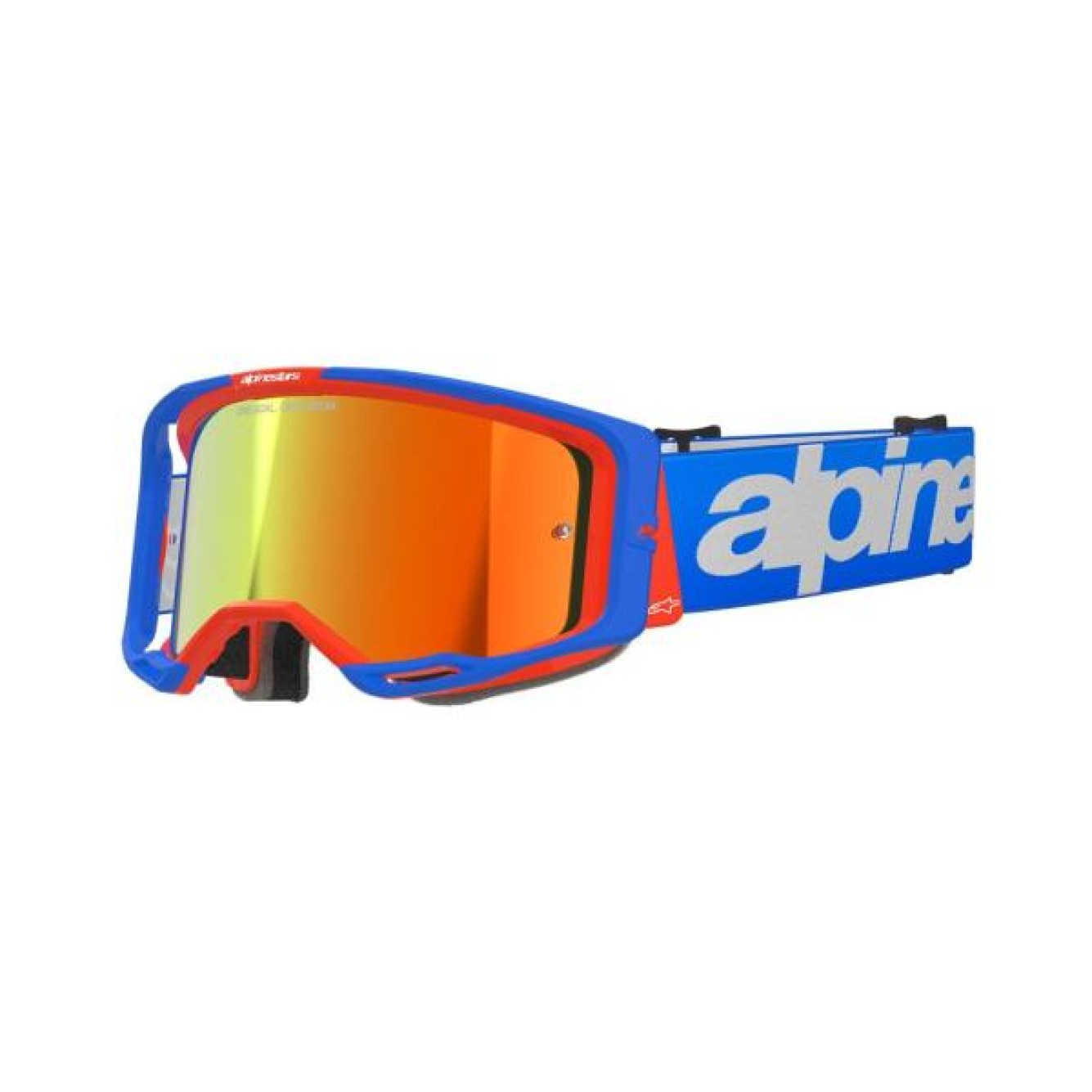 Alpinestars | Crossbril Vision 8 Wordmark Blauw Oranje Spiegel Rood