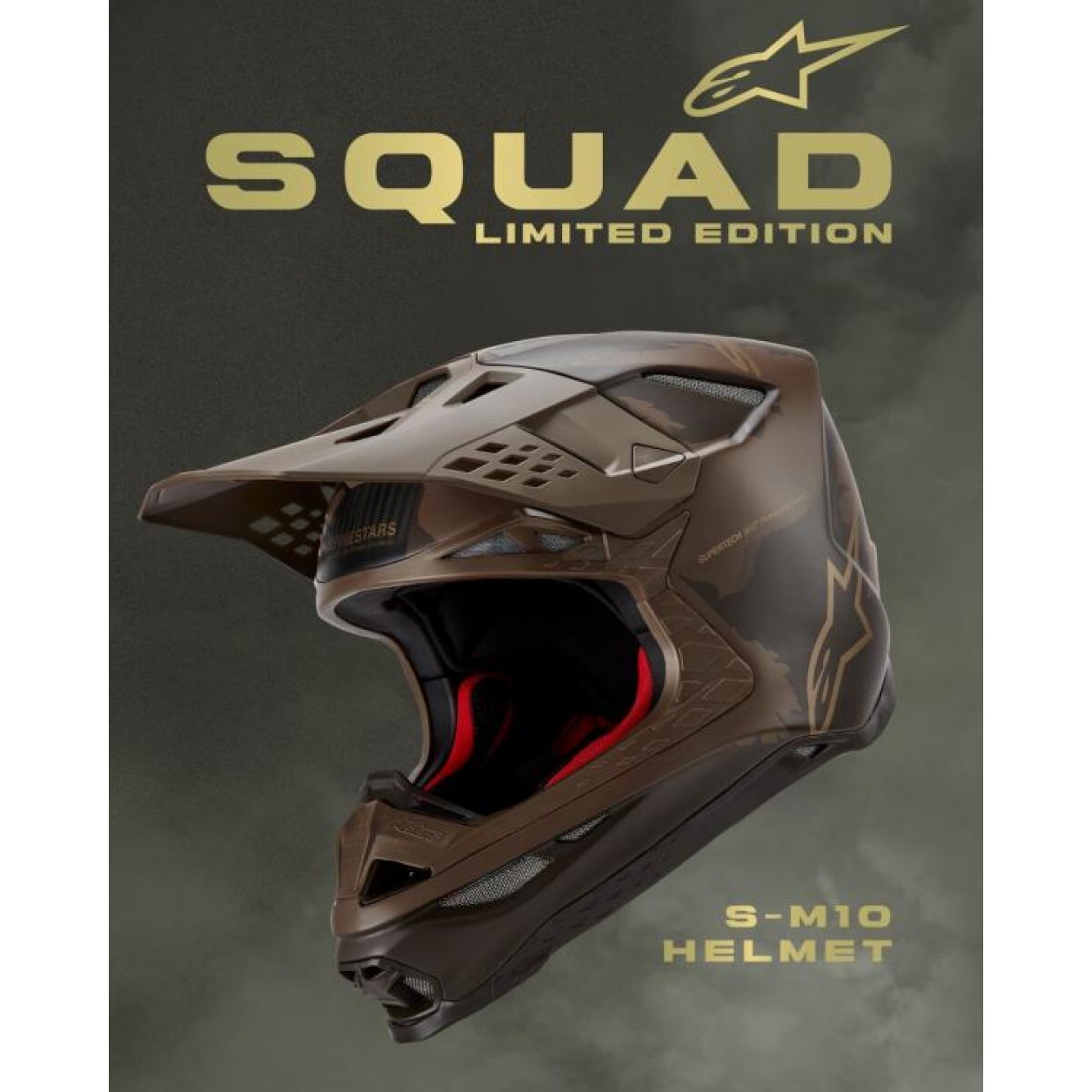 Alpinestars | Crosshelm Supertech S-M10 SQUAD Bruin / Goud