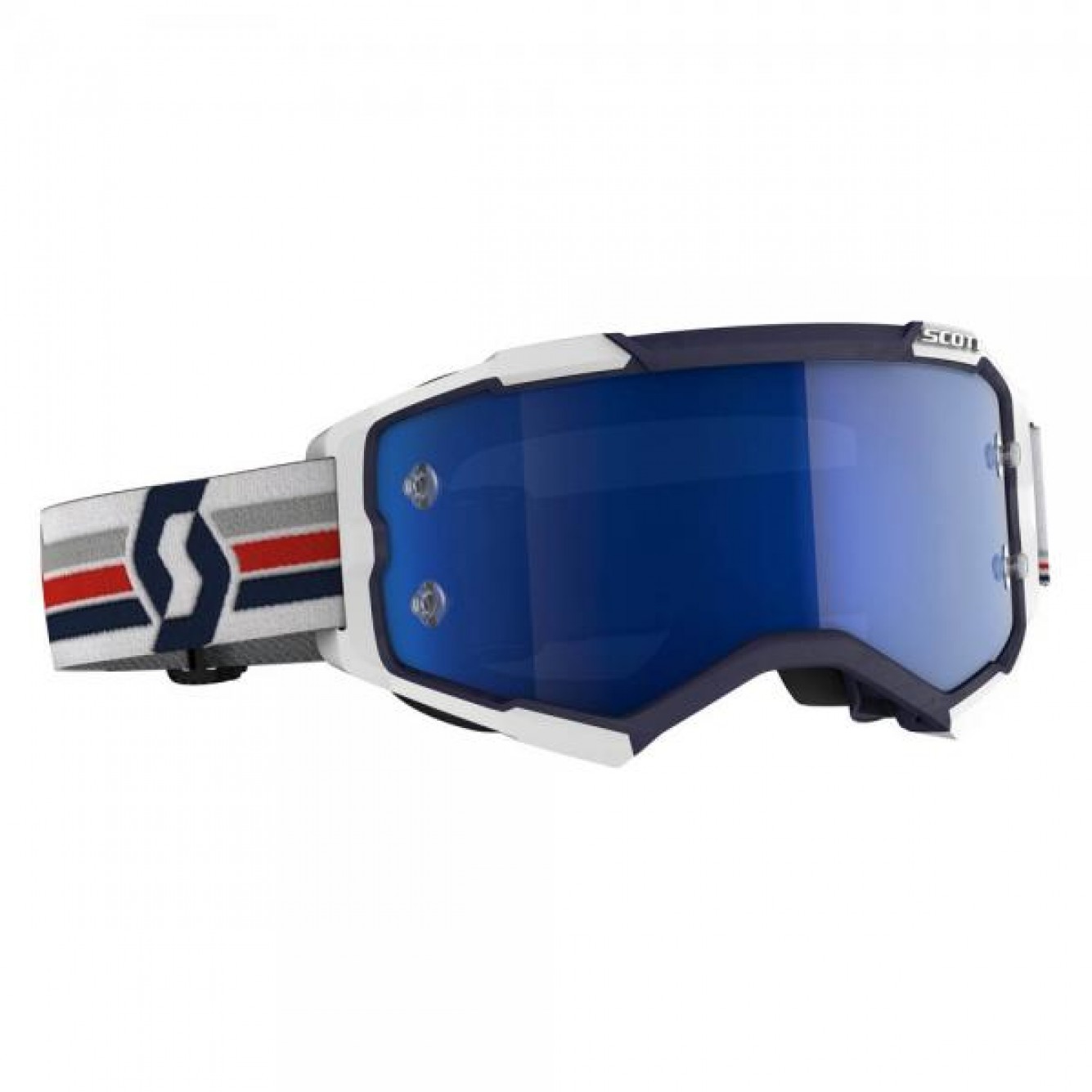 Scott | Crossbril Fury Blauw / Wit met chrome lens