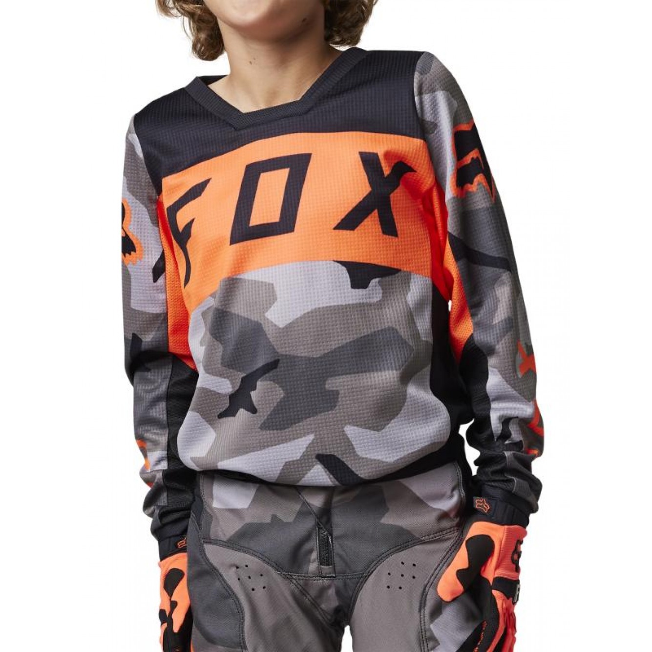 Fox | Cross Shirt Jeugd 180 BNKR Camo Oranje