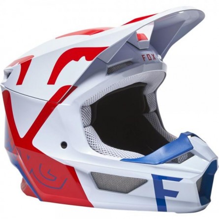 Fox | Crosshelm V1 SKEW Wit / Rood / Blauw